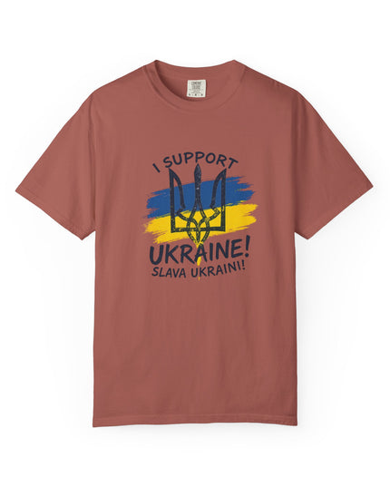 The 'I Support Ukraine!' Trident  Unisex Garment-Dyed T-shirt