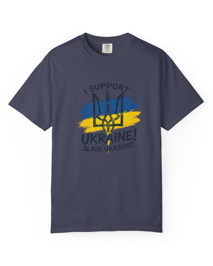 The 'I Support Ukraine!' Trident  Unisex Garment-Dyed T-shirt