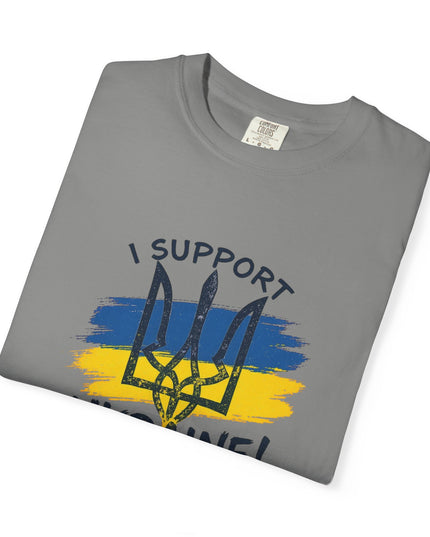 The 'I Support Ukraine!' Trident  Unisex Garment-Dyed T-shirt