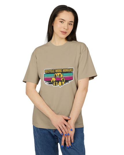 The 'Recycle More Humans' v1 T-Shirt, Eco-Friendly Graphic Tee, Save the Earth Apparel, Sustainable Clothing, Upcycled Materials Shirt