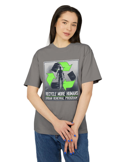 The 'Recycle More Humans' v2 T-Shirt, Eco-Friendly Graphic Tee, Save the Earth Apparel, Sustainable Clothing, Upcycled Materials Shirt