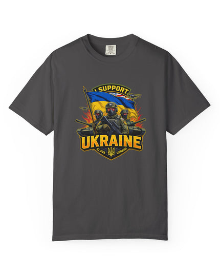 The 'I Support Ukraine!'  Cart,  Unisex Garment-Dyed T-shirt