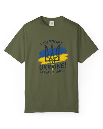 The 'I Support Ukraine!' Trident  Unisex Garment-Dyed T-shirt