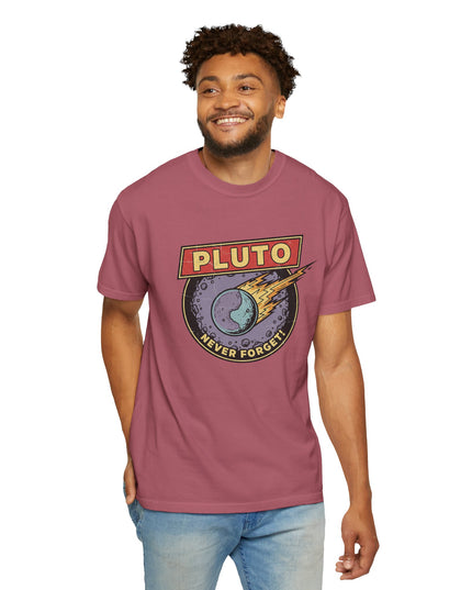The 'Pluto, Never Forget!' Deco  Unisex Garment-Dyed T-shirt