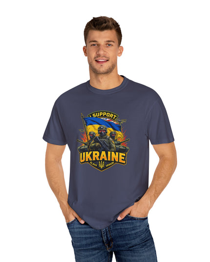 The 'I Support Ukraine!'  Cart,  Unisex Garment-Dyed T-shirt