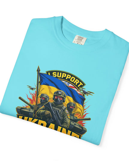 The 'I Support Ukraine!'  Cart,  Unisex Garment-Dyed T-shirt
