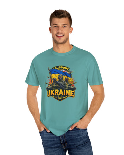The 'I Support Ukraine!'  Cart,  Unisex Garment-Dyed T-shirt