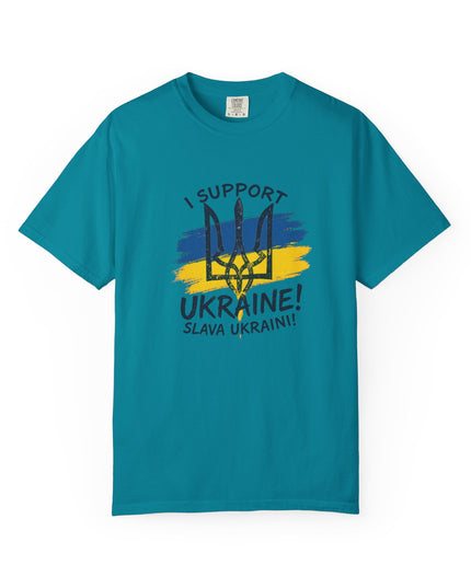 The 'I Support Ukraine!' Trident  Unisex Garment-Dyed T-shirt