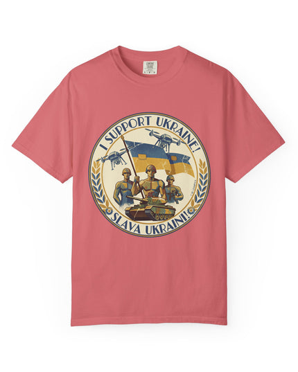 The 'I Support Ukraine!'  Deco, Unisex Garment-Dyed T-shirt