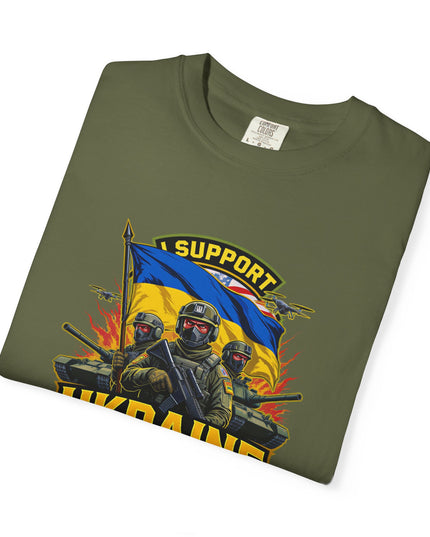 The 'I Support Ukraine!'  Cart,  Unisex Garment-Dyed T-shirt