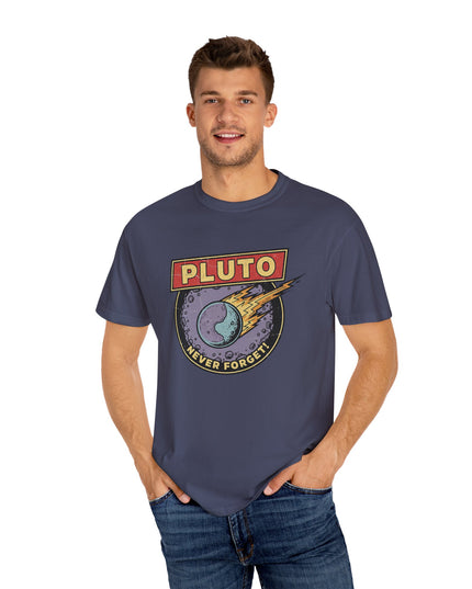 The 'Pluto, Never Forget!' Deco  Unisex Garment-Dyed T-shirt