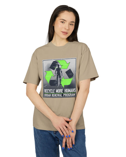 The 'Recycle More Humans' v2 T-Shirt, Eco-Friendly Graphic Tee, Save the Earth Apparel, Sustainable Clothing, Upcycled Materials Shirt