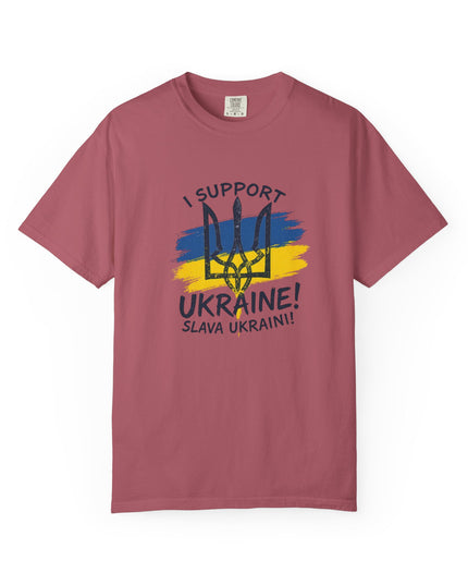 The 'I Support Ukraine!' Trident  Unisex Garment-Dyed T-shirt