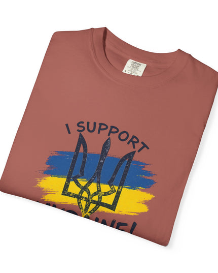 The 'I Support Ukraine!' Trident  Unisex Garment-Dyed T-shirt