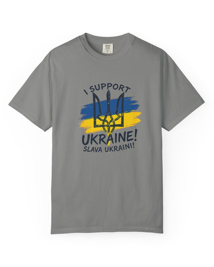 The 'I Support Ukraine!' Trident  Unisex Garment-Dyed T-shirt