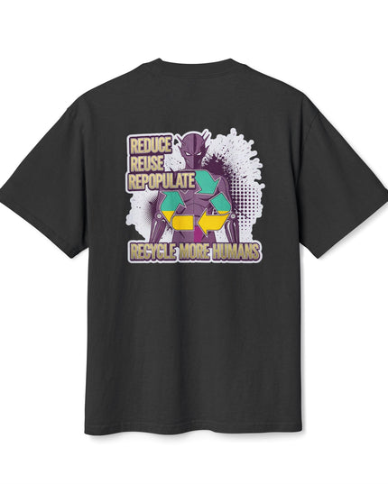 The 'Recycle More Humans' v1 T-Shirt, Eco-Friendly Graphic Tee, Save the Earth Apparel, Sustainable Clothing, Upcycled Materials Shirt