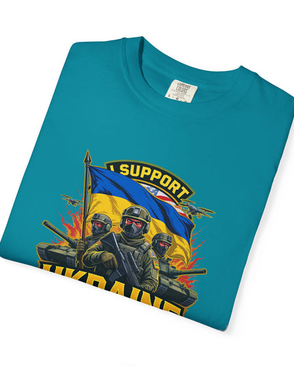 The 'I Support Ukraine!'  Cart,  Unisex Garment-Dyed T-shirt