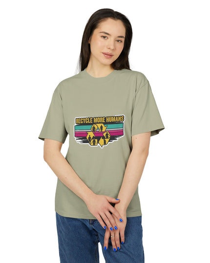 The 'Recycle More Humans' v1 T-Shirt, Eco-Friendly Graphic Tee, Save the Earth Apparel, Sustainable Clothing, Upcycled Materials Shirt