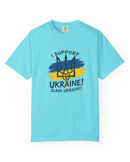 The 'I Support Ukraine!' Trident  Unisex Garment-Dyed T-shirt