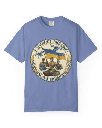 The 'I Support Ukraine!'  Deco, Unisex Garment-Dyed T-shirt