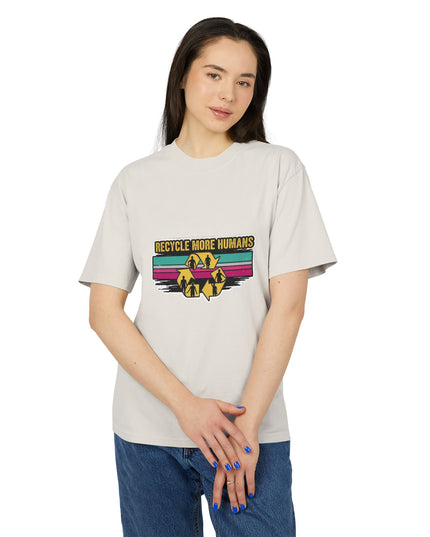 The 'Recycle More Humans' v1 T-Shirt, Eco-Friendly Graphic Tee, Save the Earth Apparel, Sustainable Clothing, Upcycled Materials Shirt