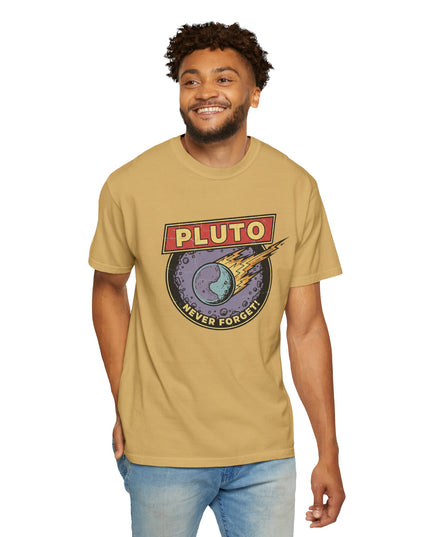 The 'Pluto, Never Forget!' Deco  Unisex Garment-Dyed T-shirt