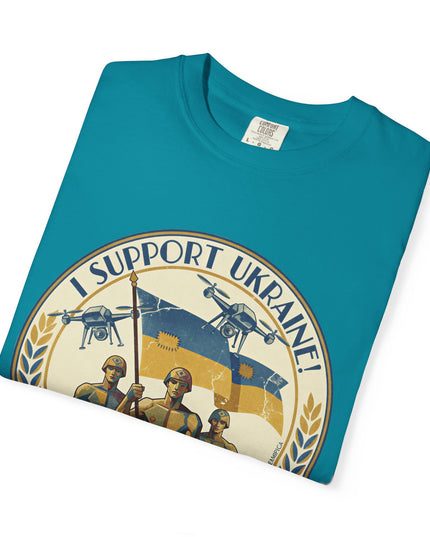 The 'I Support Ukraine!'  Deco, Unisex Garment-Dyed T-shirt