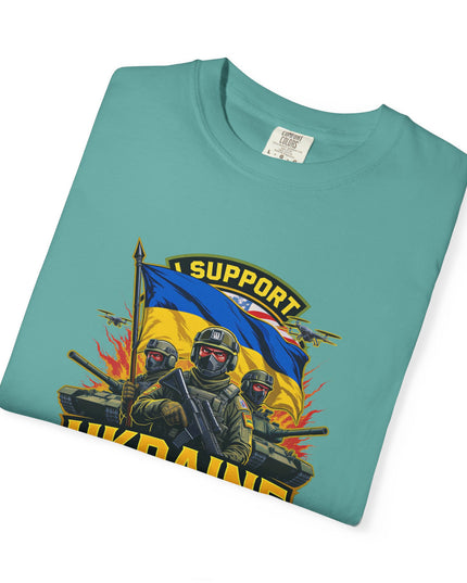 The 'I Support Ukraine!'  Cart,  Unisex Garment-Dyed T-shirt