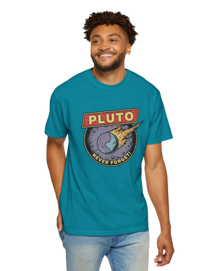 The 'Pluto, Never Forget!' Deco  Unisex Garment-Dyed T-shirt