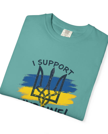 The 'I Support Ukraine!' Trident  Unisex Garment-Dyed T-shirt