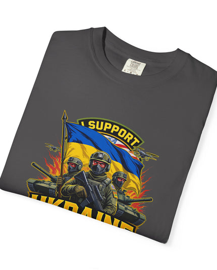 The 'I Support Ukraine!'  Cart,  Unisex Garment-Dyed T-shirt