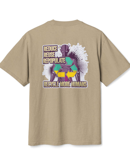 The 'Recycle More Humans' v1 T-Shirt, Eco-Friendly Graphic Tee, Save the Earth Apparel, Sustainable Clothing, Upcycled Materials Shirt