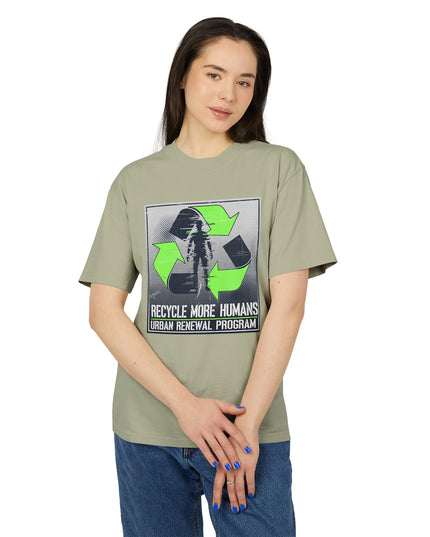 The 'Recycle More Humans' v2 T-Shirt, Eco-Friendly Graphic Tee, Save the Earth Apparel, Sustainable Clothing, Upcycled Materials Shirt