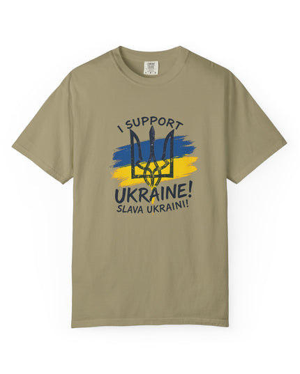 The 'I Support Ukraine!' Trident  Unisex Garment-Dyed T-shirt