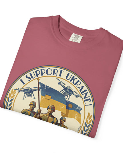 The 'I Support Ukraine!'  Deco, Unisex Garment-Dyed T-shirt