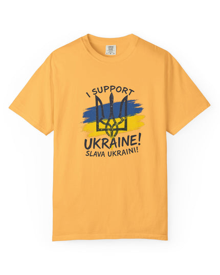 The 'I Support Ukraine!' Trident  Unisex Garment-Dyed T-shirt