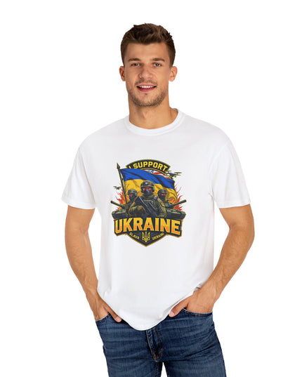 The 'I Support Ukraine!'  Cart,  Unisex Garment-Dyed T-shirt