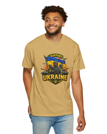 The 'I Support Ukraine!'  Cart,  Unisex Garment-Dyed T-shirt