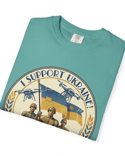 The 'I Support Ukraine!'  Deco, Unisex Garment-Dyed T-shirt