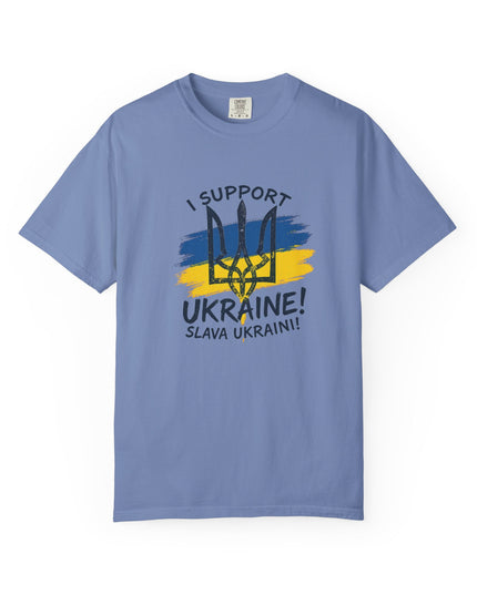 The 'I Support Ukraine!' Trident  Unisex Garment-Dyed T-shirt