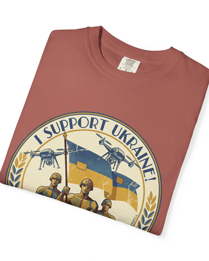 The 'I Support Ukraine!'  Deco, Unisex Garment-Dyed T-shirt