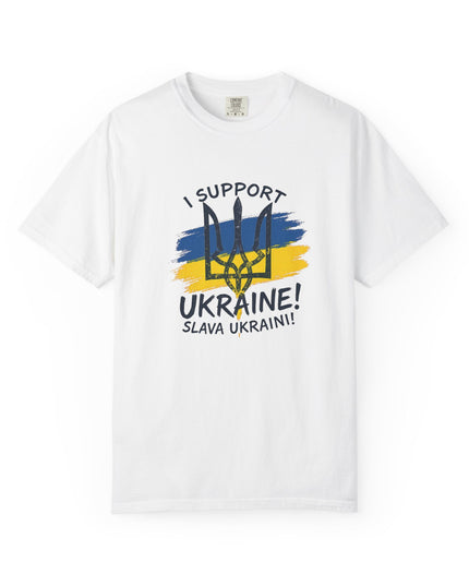 The 'I Support Ukraine!' Trident  Unisex Garment-Dyed T-shirt
