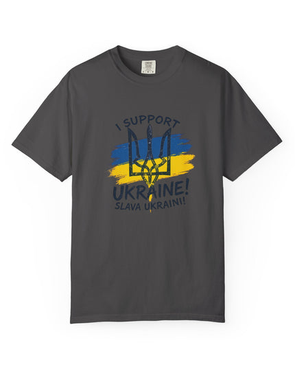 The 'I Support Ukraine!' Trident  Unisex Garment-Dyed T-shirt