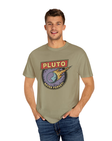 The 'Pluto, Never Forget!' Deco  Unisex Garment-Dyed T-shirt