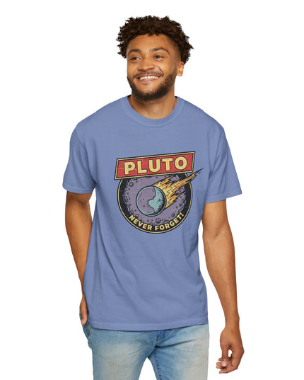 The 'Pluto, Never Forget!' Deco  Unisex Garment-Dyed T-shirt