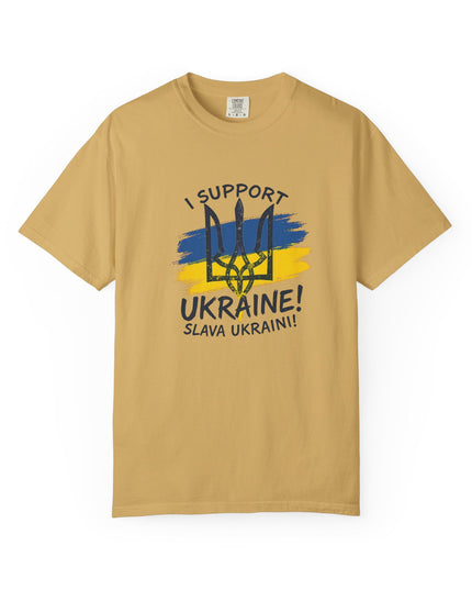 The 'I Support Ukraine!' Trident  Unisex Garment-Dyed T-shirt