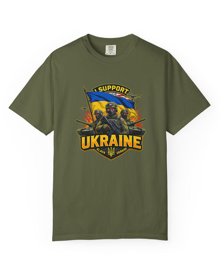 The 'I Support Ukraine!'  Cart,  Unisex Garment-Dyed T-shirt