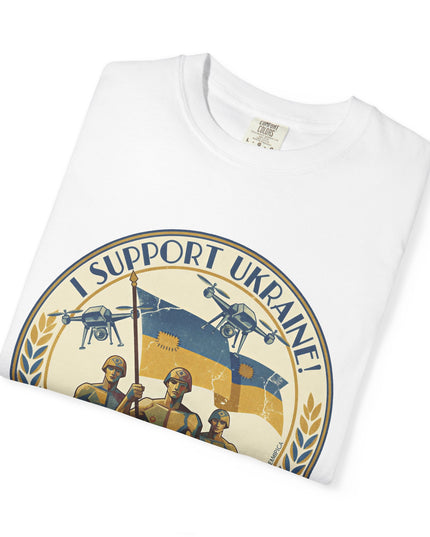 The 'I Support Ukraine!'  Deco, Unisex Garment-Dyed T-shirt