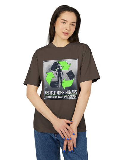 The 'Recycle More Humans' v2 T-Shirt, Eco-Friendly Graphic Tee, Save the Earth Apparel, Sustainable Clothing, Upcycled Materials Shirt