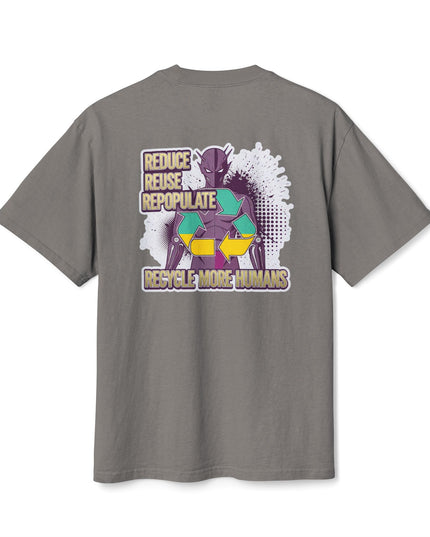 The 'Recycle More Humans' v1 T-Shirt, Eco-Friendly Graphic Tee, Save the Earth Apparel, Sustainable Clothing, Upcycled Materials Shirt